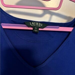 Lauren Ralph Lauren Royal Blue V-Neck Blouse